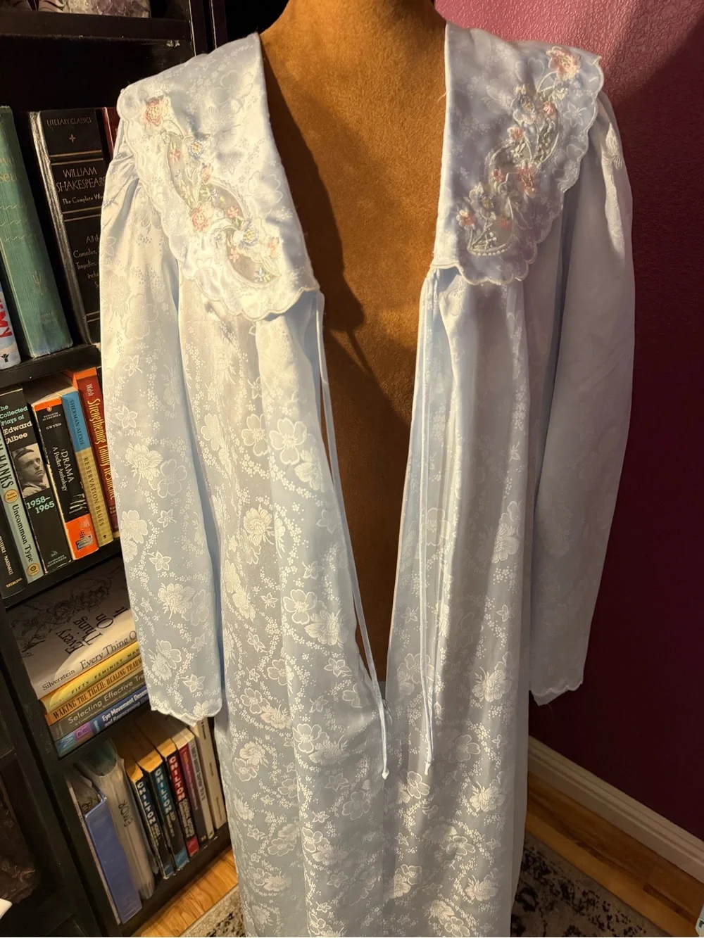 Sara Beth for Lord & Taylor- baby Blue Embroidered Long Nightgown